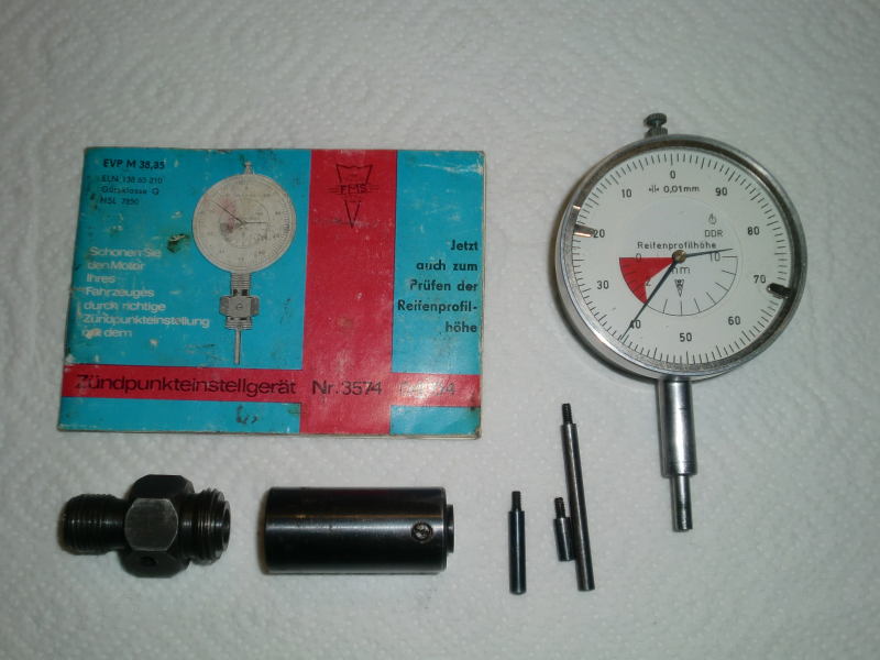 Einstelluhr mit Zubehör und Tastspitzenverlängerungen