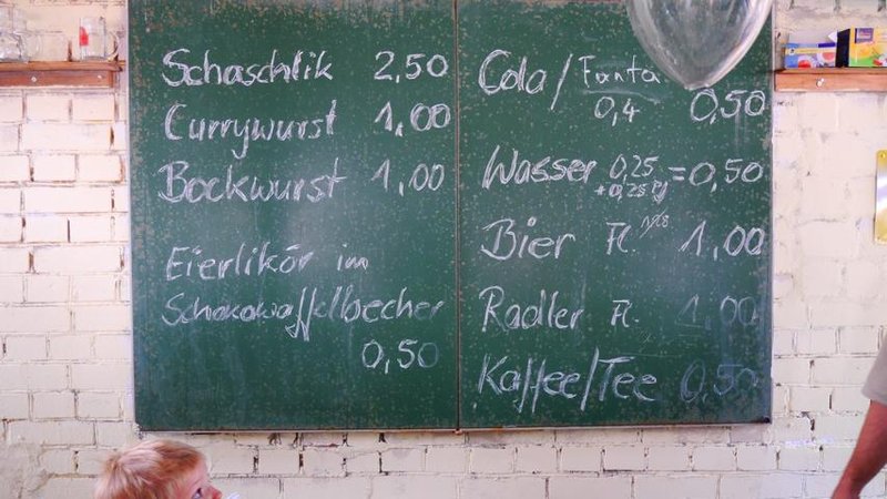 Preise für Speisen und Getränke.